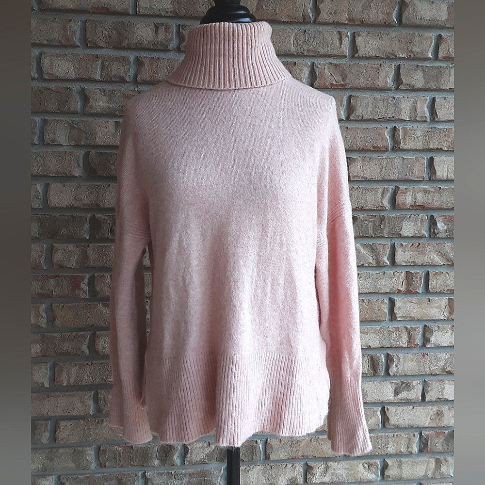 J. Crew Pink Wool/Alpaca Blend Turtleneck Sweater.